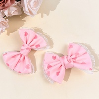 Nouvelle Pince à Cheveux Nœud Papillon Imprimé Cœur en Cristal, Style Dentelle Doux et Mignon, Fait Main, Polyvalente, Accessoire Cheveux Féminin Tendance