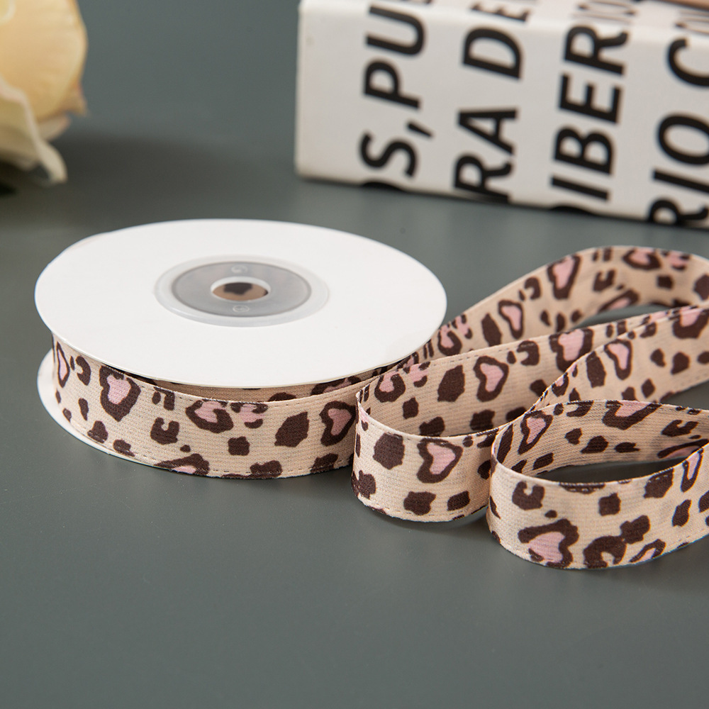 1,5 cm * imprimé léopard abricot [100 yards/rouleau]