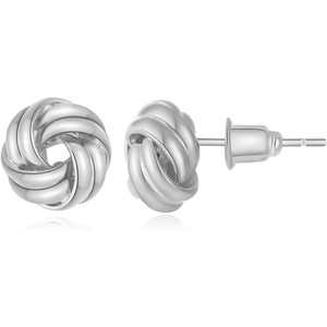 Orecchini a Nodo Placcati in Oro 14k per Donne, Orecchini alla Moda in Oro e Argento - Product Image 3