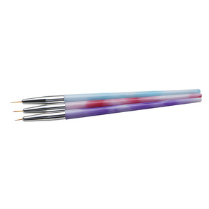 3pcs Set Synthetic Hair Nail Art Liner Brush Colorful Plastic Handle Fine Line Drawing Painting Manicure Nail Art Brush Set - Product Image 4
