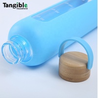 Tumbler en verre minimaliste écologique de 1000 ml, best-seller 2026, avec marqueur de temps, couvercle en bambou et silicone, unisexe