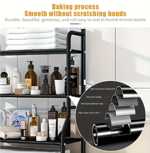 Étagère de salle de bain, support à linge, étagère de rangement en métal sur pied pour salle de bain, salon, imperméable, sans perçage requis - Product Image 5