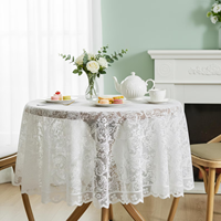 Nappe Ronde en Dentelle Blanche 90cm 180cm Style Vintage Floral pour Mariage Décoration de Table Cottagecore Vente en Gros