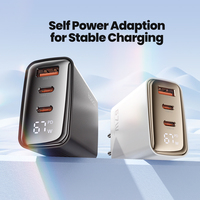 Chargeur rapide multiport USB Type C GaN Toocki PD 67W/33W pour accessoires mobiles avec affichage numérique