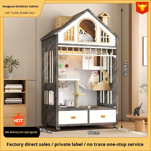 Casa de Lujo para Gatos, de Madera y Vidrio, de Múltiples Niveles, con Baño, para Razas Grandes, Impermeable, para Uso en Exteriores en Todas las Estaciones - Product Image 4