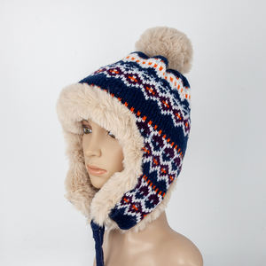 Chapeaux en tricot doublés de polaire sherpa avec pompon pour femmes, style <span class=keywords><strong>péruvien</strong></span>, pour le ski et la neige - Product Image 6