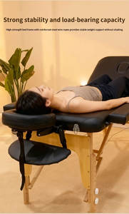 Lit de <span class=keywords><strong>massage</strong></span> pliable en 3 sections avec cadre en bois et revêtement en cuir PU - Mobilier de salon portable, design durable, prix préférentiel - Product Image 3