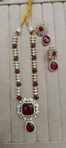 Indian Traditional Kundan Gold Plated <b>Brass</b> Necklace Set for Women and Girls Beads Chain <b>Jewellery</b> Accessories - Product Image 2