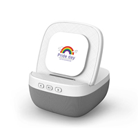 Altavoz portátil de tela de lino, soporte de carga inalámbrico y altavoz, cargador de altavoz Bluetooth inalámbrico de 15W