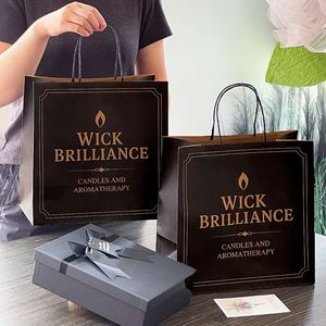 Custom Biodegradable Black Kraft Paper Bags With Handle Custom Take Out to Go Takeaway Fast Food Packaging Restaurant Paper Bags - Product Image 3