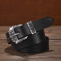 Ceinture en cuir de vachette premium WIZNEERK, boucle ardillon en alliage vintage, légère et durable, largeur 3,3 cm, vente en gros transfrontalière