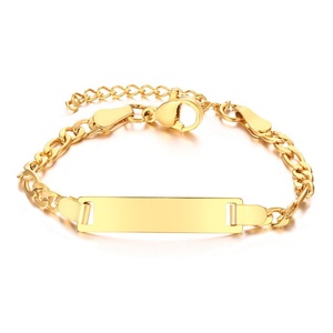 Fashion Simple 316L Stainless Steel <b>Gold</b> Plated <b>Adjustable</b> Length Engrave Name Customized <b>Bracelet</b> - Product Image 3