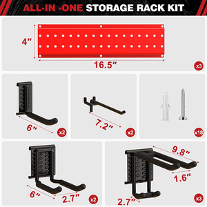 Jh-mech xẻng chủ với 9 móc chống gỉ Wall Mount chất lượng cao Heavy Duty kim loại màu đỏ công cụ nhà để xe tổ chức - Product Image 3