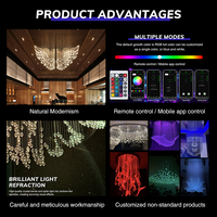 Lustre LED en fibre optique PMMA de luxe haut de gamme, forme d'aile, personnalisable, hauteur réglable, contrôle de la luminosité