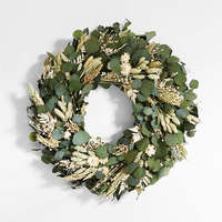 Guirlande de feuilles et fleurs séchées en forme de dollar argenté, couronne d'eucalyptus préservé au toucher réel, centres de table pour mariage et Saint-Valentin