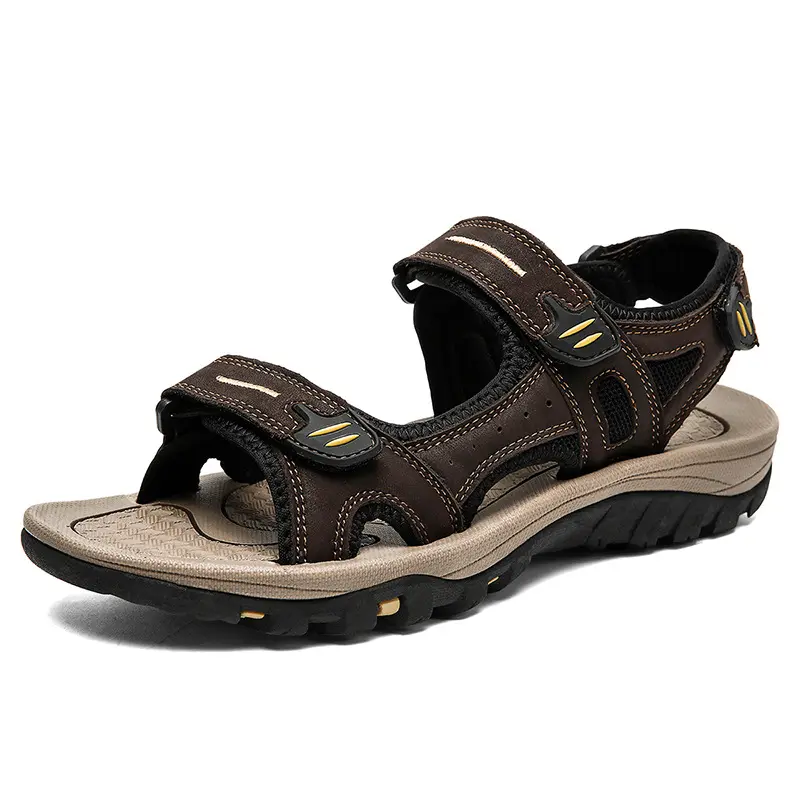 summer Best seller Brown New Fashion style genuine leather Beach Sandals Casual Shoes for men