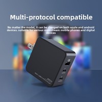 Chargeur rapide GaN 65W PD3.0 ignifuge avec protection contre les surtensions, prise US/EU, 3 ports, certifié CE FCC PSE, adaptateur de chargeur