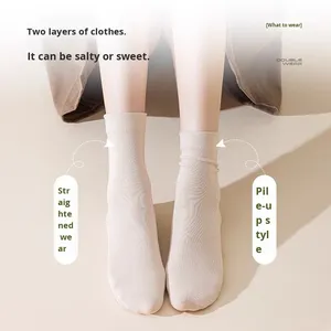 Calzini lunghi in cotone bianco <span class=keywords><strong>senza</strong></span> <span class=keywords><strong>cuciture</strong></span> premaman Anti-batterico Anti-odore traspirante per maternità da <span class=keywords><strong>donna</strong></span> - Product Image 3