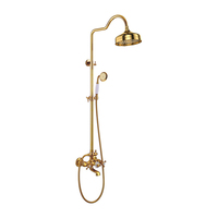 Robinet de douche mural de style européen eau chaude et froide robinet de douche classique en or mitigeur de douche pluie 2 voies