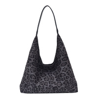 Sac fourre-tout en velours imprimé léopard - Grande capacité, léger, sac bandoulière en polyester pour l'hiver et l'usage quotidien