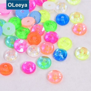 Pierres en verre à coudre de forme ronde à fond plat, couleur néon vif, de 3 mm à 10 mm, avec trou central, pour robes de soirée et de mode - Product Image 1