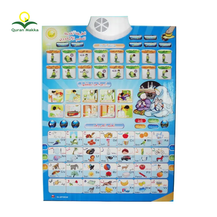 Islamic Gift Quran Prayer Arabic English Alphabet Kids Children Learning Talking Education Wall Chart