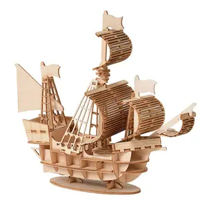 Vente chaude créatif en bois 3D voilier puzzle bricolage puzzles vapeur éducation jouet