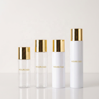 Flacon Vide Blanc en Plastique PET Transparent pour Tonique Visage avec Bouchon Doré, Tailles Disponibles : 100ml, 120ml, 150ml, 200ml, 250ml, 500ml, pour Masque Facial et Lotion