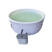 Bain à remous gonflable portable de forme ronde pour 4 personnes, bain à remous extérieur, spa, massage à bulles, petite pompe