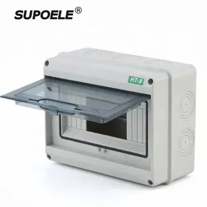 Caja de distribución de plástico para HT-8, disyuntor impermeable IP65 de 8 vías, Instalación de superficie, material ABS, ingeniería