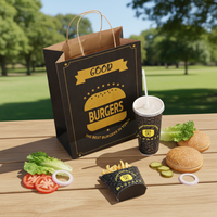 Boîtes d'emballage alimentaire pour hamburgers, hot-dogs, poulet frit, déjeuner à emporter, en papier kraft, écologiques, avec logo personnalisé imprimé