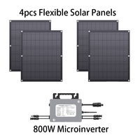 Kit Mikro Inverter Surya 4pcs Panel Surya Fleksibel Sistem Fotovoltaik Balkon Pembangkit Listrik 800W Sistem Surya Lengkap di Balkon