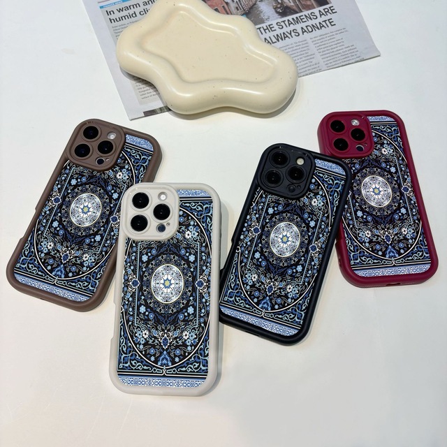 Custom Picture Artistic Animal Shockproof TPU Embossed Persian Carpet Pattern for 17 Phone Case Ethnic Style