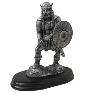 En gros la main résine statue personnalisé viking guerrier vie taille bronze figure statue