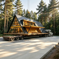 Villa préfabriquée de luxe à installation rapide, fabriquée en usine, maison d'été modulaire, maison préfabriquée triangulaire en forme de A pour hôtels