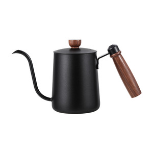 หม้อหยดกาแฟสแตนเลสสีดำมีด้ามจับไม้-เหมาะสำหรับ <span class=keywords><strong>V60</strong></span>เชเม็กและเทลงบนเบียร์ - Product Image 6