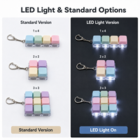 Custom Logo LED Light Keyboard Switch Keychain 4 Keys 9 Keys Macaron Plastic Keycap Pendant Stress Relief Toy Keycap Keychain