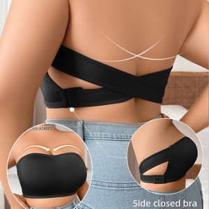 <span class=keywords><strong>Reggiseno</strong></span> <span class=keywords><strong>senza</strong></span> spalline traspirante e <span class=keywords><strong>senza</strong></span> cuciture con fibbia laterale sottile, <span class=keywords><strong>push</strong></span>-<span class=keywords><strong>up</strong></span>, a tinta unita, a copertura totale, modellante, per donne curvy, ideale per l'estate - Product Image 4