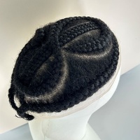 Prothèse capillaire tressée complète en dentelle pour hommes, système capillaire en cheveux naturels pour dreadlocks et tresses africaines, pour hommes noirs, vente en gros