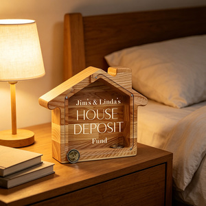 Tirelire personnalisée en forme de maison pour adultes, boîte à monnaie artisanale, tirelire à thème festif, cadeau personnalisé pour agent immobilier - Product Image 4