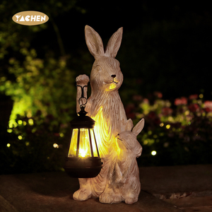 Statue da Giardino Solari YACHEN Decorazioni Pasquali Statua di Coniglio in Resina con Luci LED per Patio Regali di Pasqua - Product Image 1