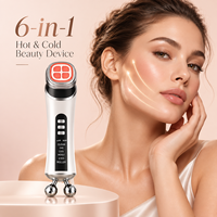 Appareil de beauté facial chaud et froid 6 en 1, anti-âge, raffermissant, liftant, nettoyage en profondeur, hydratant, soin des yeux, rouleau de massage
