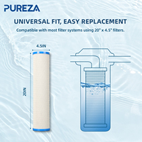 Cartucho de Filtro de Agua de Carbón Activado CTO PUREZA de 20 Pulgadas y 4.5 Pulgadas de Diámetro, Alta Capacidad para Sistemas de Purificación de Agua para Toda la Casa