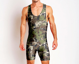 Combinaison de lutte personnalisée pour équipe, imprimée, en polyester, respirante, anti-transpiration, séchage rapide, anti-bactérienne, pour l'été - Product Image 3