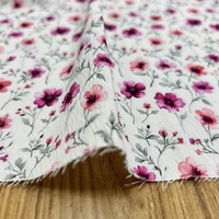 Tissu extensible en polyester et élasthanne à imprimé floral Ditsy, texture crêpe, tissé, pour robes et usage domestique