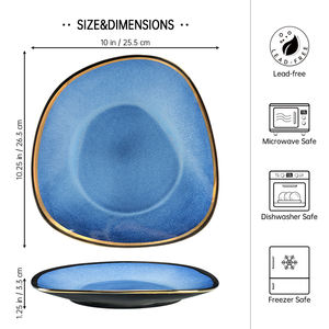 Plato plano de porcelana para comida, vajilla de diseño, juego de cena de cerámica, cerámica de estilo japonés, nuevo ojo de gato, fiesta clásica azul redonda - Product Image 2