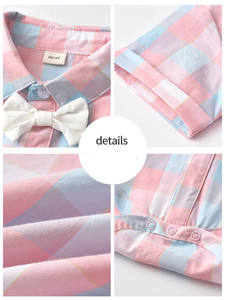 Ensemble de vêtements d'été pour garçons : salopette, chemise à carreaux à manches courtes, 3 pièces avec cravate, costume de gentleman, logo personnalisé - Product Image 5