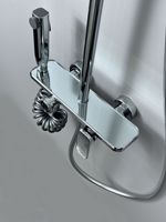 Ensemble de douche en cuivre avec barre coulissante, pommeau de douche circulaire à jet pluie, robinet mural pour salle de bain, villa, appartement, style moderne