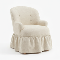 Fauteuil d'appoint carré moderne écologique vert sauge avec accoudoirs roulés, base à jupe plissée, siège rembourré épais et éponge capitonnée