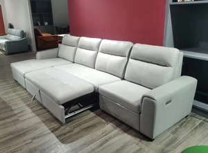 Canapé d'angle moderne en cuir avec rangement, convertible en lit, en forme de L - Product Image 5